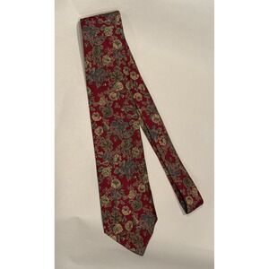 Vintage‎ Don Loper Beverly Hills Necktie 100% Italian Silk Red Gold Floral Print